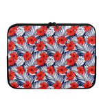 Red Hibiscus Tropical Pattern Print Laptop Sleeve