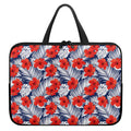 Red Hibiscus Tropical Pattern Print Laptop Sleeve With Handle