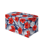 Red Hibiscus Tropical Pattern Print Leather Tissue Box Cover