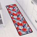 Red Hibiscus Tropical Pattern Print Long Kitchen Mat