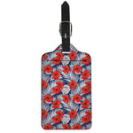 Red Hibiscus Tropical Pattern Print Luggage Tag