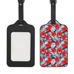 Red Hibiscus Tropical Pattern Print Luggage Tag