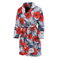 Red Hibiscus Tropical Pattern Print Men's Bathrobe