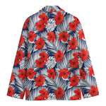Red Hibiscus Tropical Pattern Print Men's Blazer