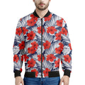 Red Hibiscus Tropical Pattern Print Men's Bomber Jacket