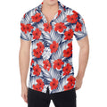 Red Hibiscus Tropical Pattern Print Men's Shirt