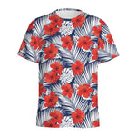 Red Hibiscus Tropical Pattern Print Men's Sports T-Shirt