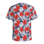 Red Hibiscus Tropical Pattern Print Men's Sports T-Shirt