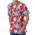 Red Hibiscus Tropical Pattern Print Men's Velvet T-Shirt