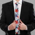 Red Hibiscus Tropical Pattern Print Necktie