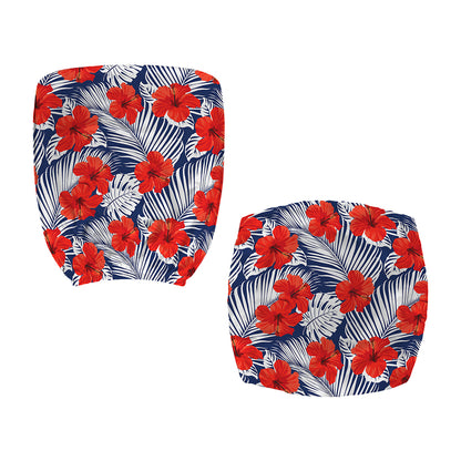 Red Hibiscus Tropical Pattern Print Office Chair Cover