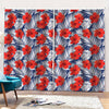 Red Hibiscus Tropical Pattern Print Pencil Pleat Curtains