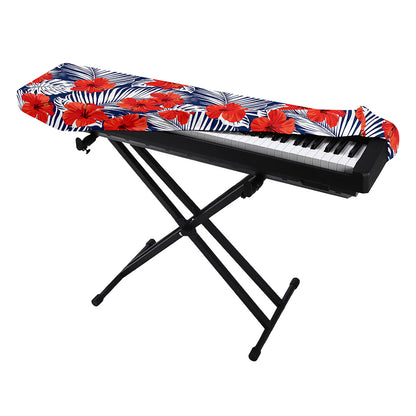 Red Hibiscus Tropical Pattern Print Piano Keyboard Cover