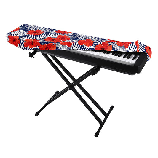 Red Hibiscus Tropical Pattern Print Piano Keyboard Cover