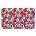 Red Hibiscus Tropical Pattern Print Polyester Doormat