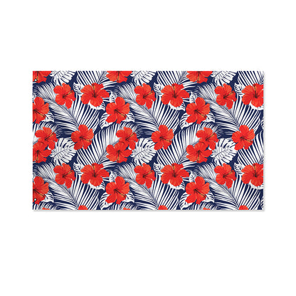 Red Hibiscus Tropical Pattern Print Polyester Flag