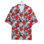 Red Hibiscus Tropical Pattern Print Rayon Hawaiian Shirt