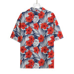 Red Hibiscus Tropical Pattern Print Rayon Hawaiian Shirt