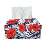 Red Hibiscus Tropical Pattern Print Rectangle Tissue Box Cover