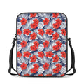 Red Hibiscus Tropical Pattern Print Rectangular Crossbody Bag