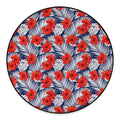 Red Hibiscus Tropical Pattern Print Round Floor Mat