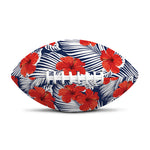 Red Hibiscus Tropical Pattern Print Rugby Ball