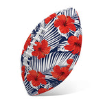 Red Hibiscus Tropical Pattern Print Rugby Ball