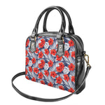 Red Hibiscus Tropical Pattern Print Shoulder Handbag