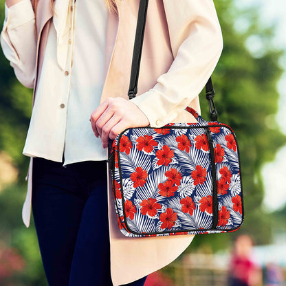 Red Hibiscus Tropical Pattern Print Shoulder Strap Bible Bag