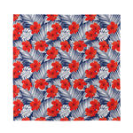 Red Hibiscus Tropical Pattern Print Silk Bandana