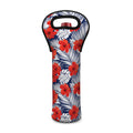 Red Hibiscus Tropical Pattern Print Single Neoprene Wine Tote
