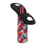 Red Hibiscus Tropical Pattern Print Single Neoprene Wine Tote