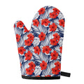 Red Hibiscus Tropical Pattern Print Single Oven Mitt
