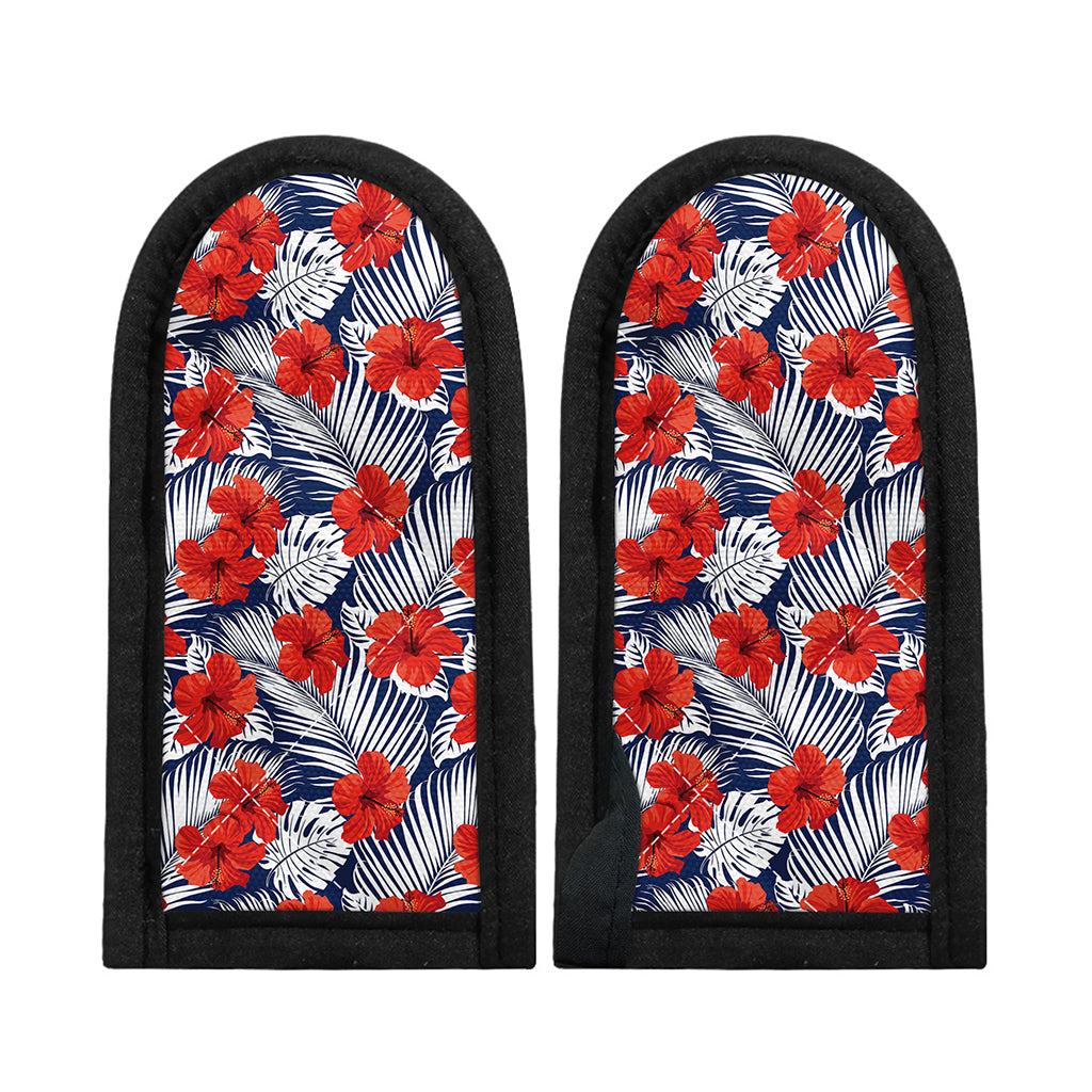 Red Hibiscus Tropical Pattern Print Skillet Handle Cover