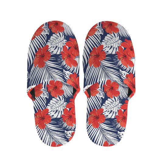 Red Hibiscus Tropical Pattern Print Slippers