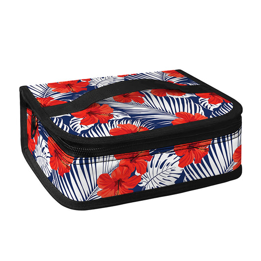 Red Hibiscus Tropical Pattern Print Small Lunch Bag