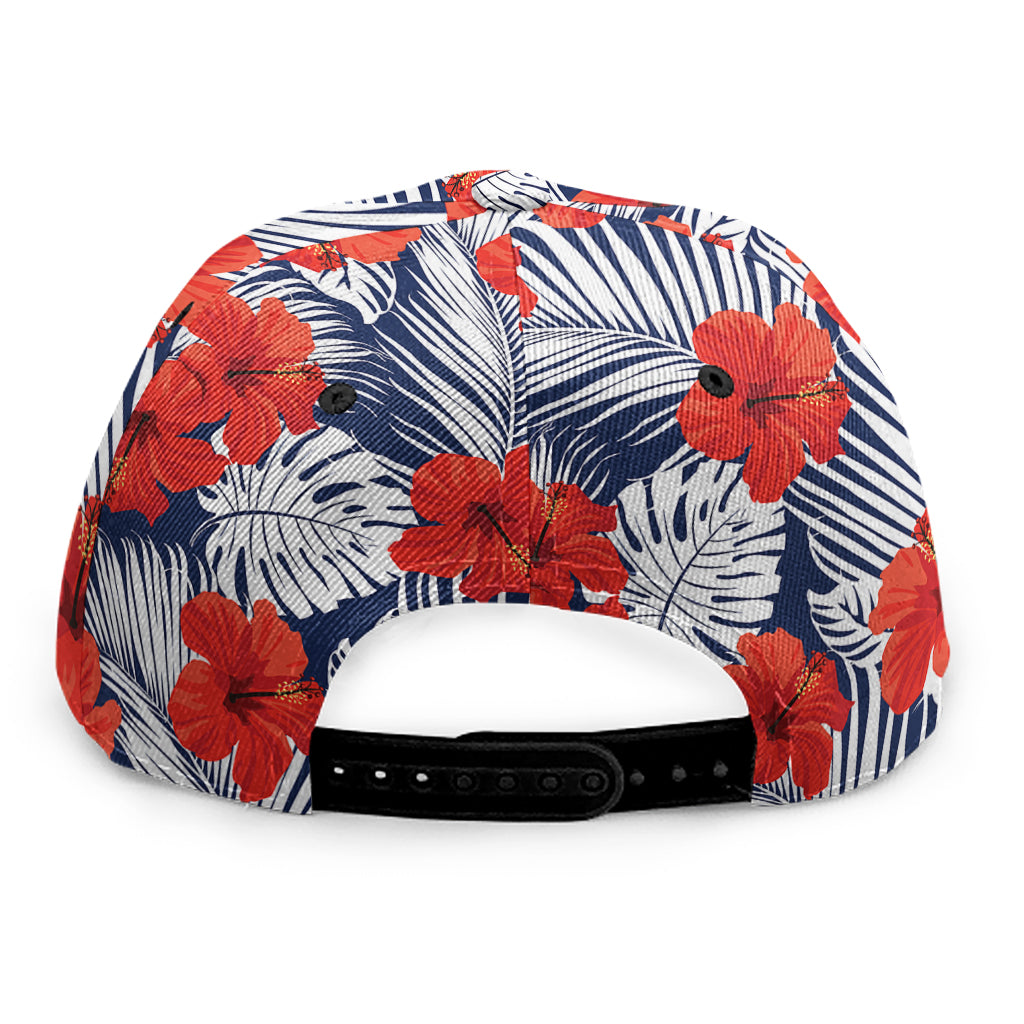 Red Hibiscus Tropical Pattern Print Snapback Cap