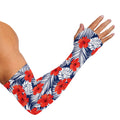 Red Hibiscus Tropical Pattern Print Sun Protection Arm Sleeves