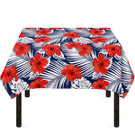 Red Hibiscus Tropical Pattern Print Tablecloth