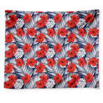 Red Hibiscus Tropical Pattern Print Tapestry