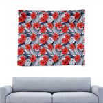 Red Hibiscus Tropical Pattern Print Tapestry