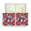 Red Hibiscus Tropical Pattern Print Tier Curtains