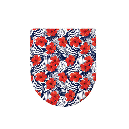 Red Hibiscus Tropical Pattern Print Toilet Lid Cover