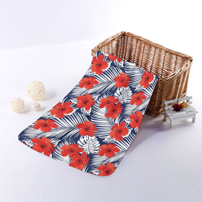 Red Hibiscus Tropical Pattern Print Towel