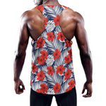 Red Hibiscus Tropical Pattern Print Training Tank Top