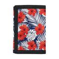 Red Hibiscus Tropical Pattern Print Trifold Wallet