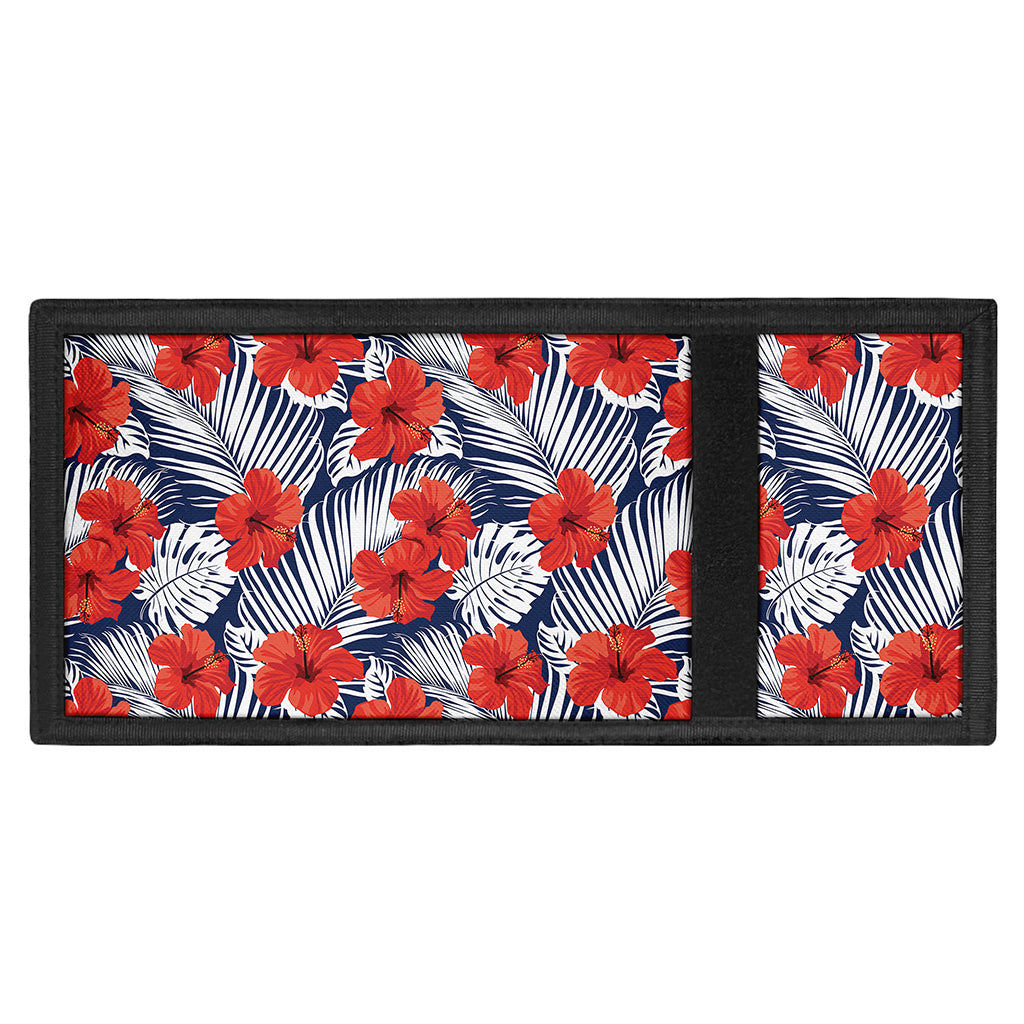 Red Hibiscus Tropical Pattern Print Trifold Wallet