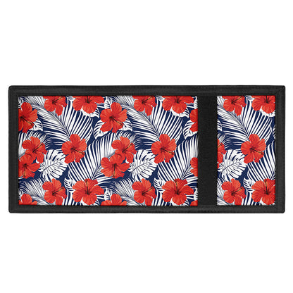 Red Hibiscus Tropical Pattern Print Trifold Wallet