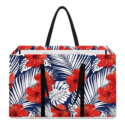 Red Hibiscus Tropical Pattern Print Utility Tote Bag