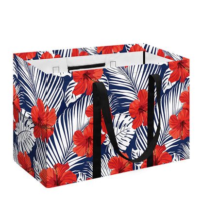Red Hibiscus Tropical Pattern Print Utility Tote Bag